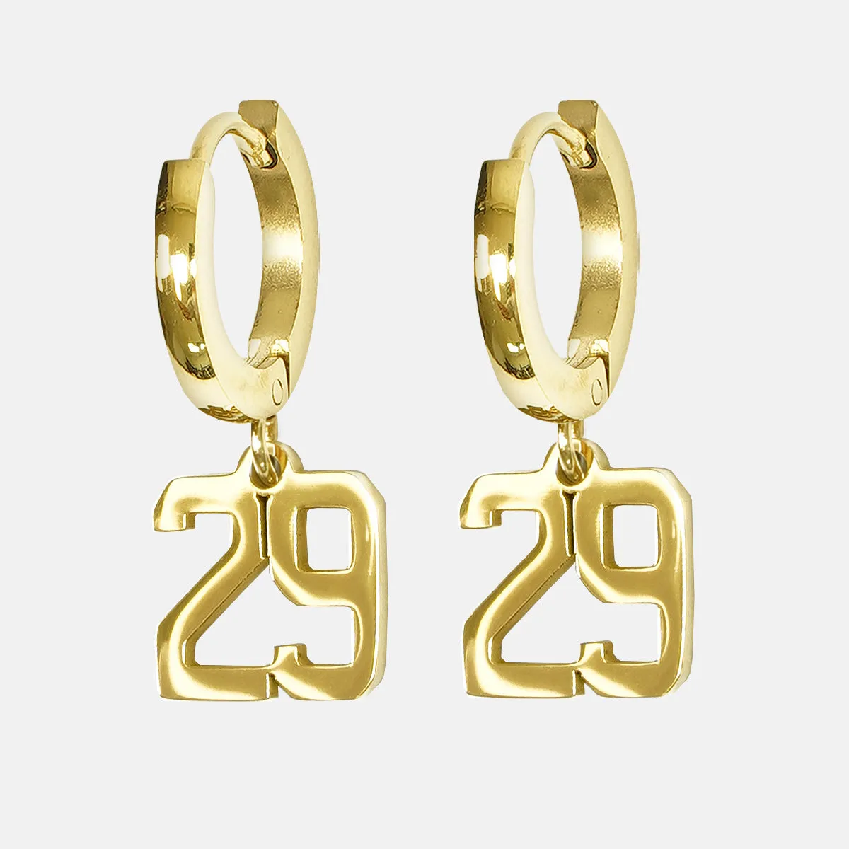 29 Number Earring - Gold Plated Stainless Steel