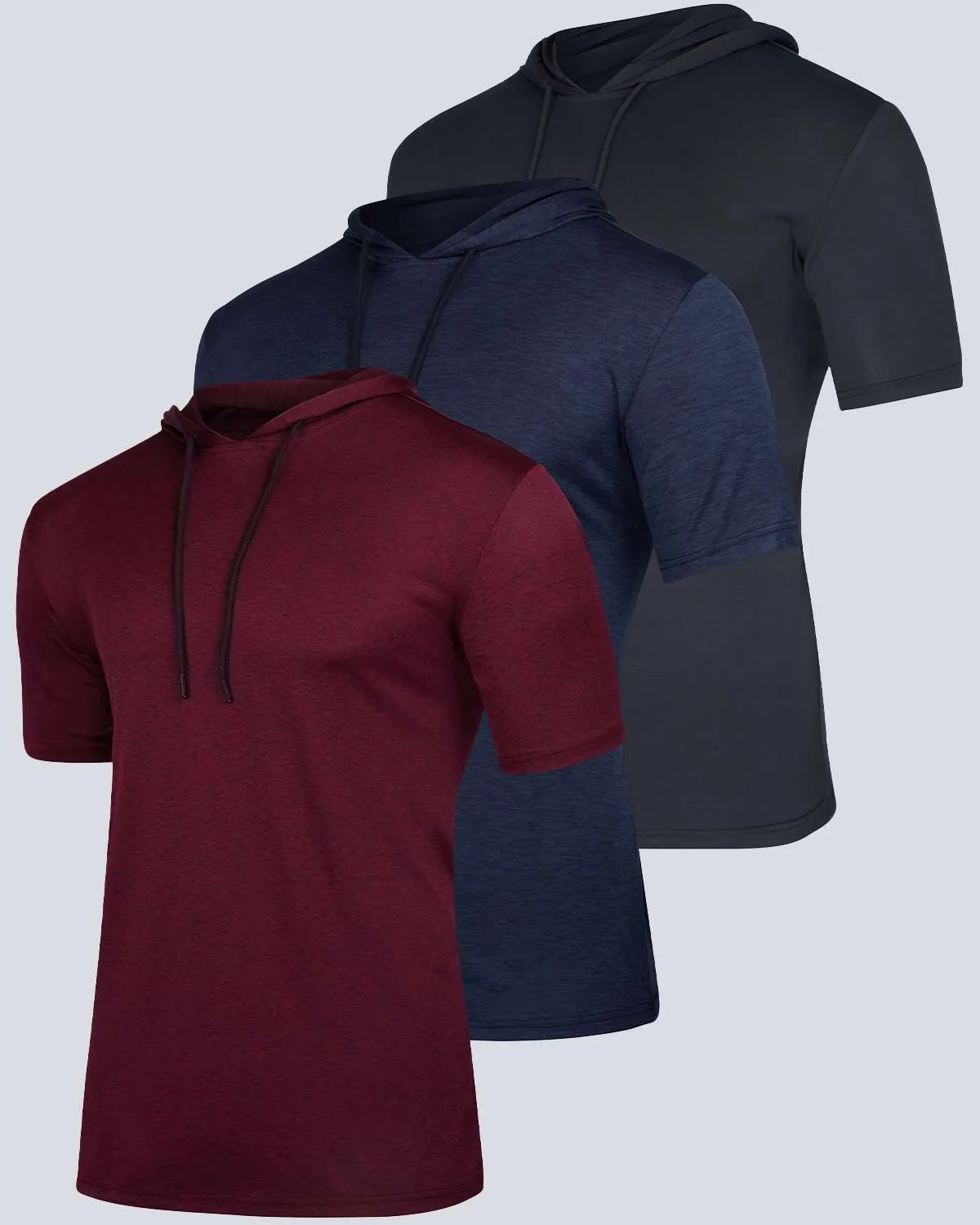 3 Pack: Mens Dry Fit Short Sleeve Active Hoodie Pullover (Available In Big & Tall)