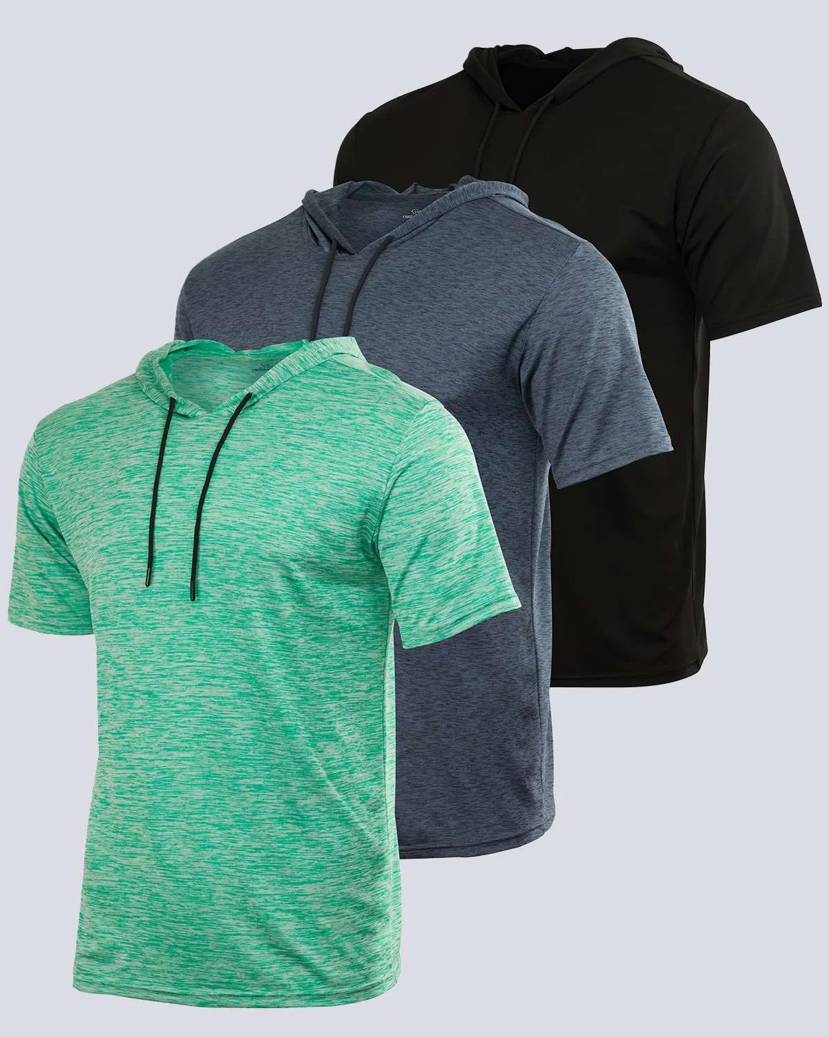 3 Pack: Mens Dry Fit Short Sleeve Active Hoodie Pullover (Available In Big & Tall)