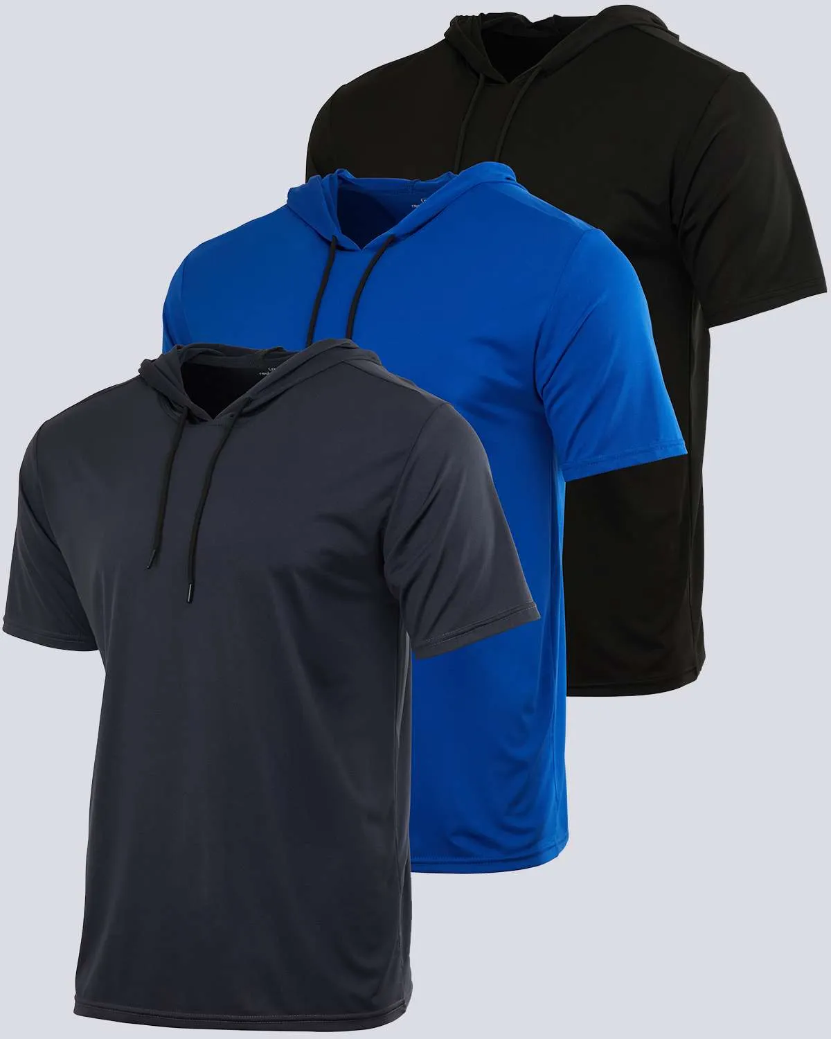 3 Pack: Mens Dry Fit Short Sleeve Active Hoodie Pullover (Available In Big & Tall)