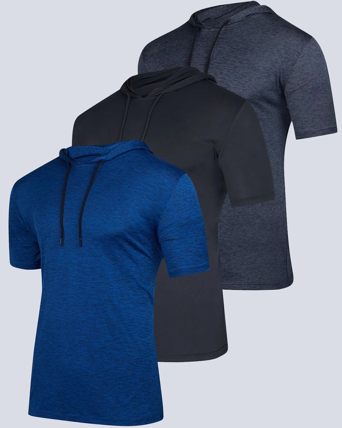 3 Pack: Mens Dry Fit Short Sleeve Active Hoodie Pullover (Available In Big & Tall)