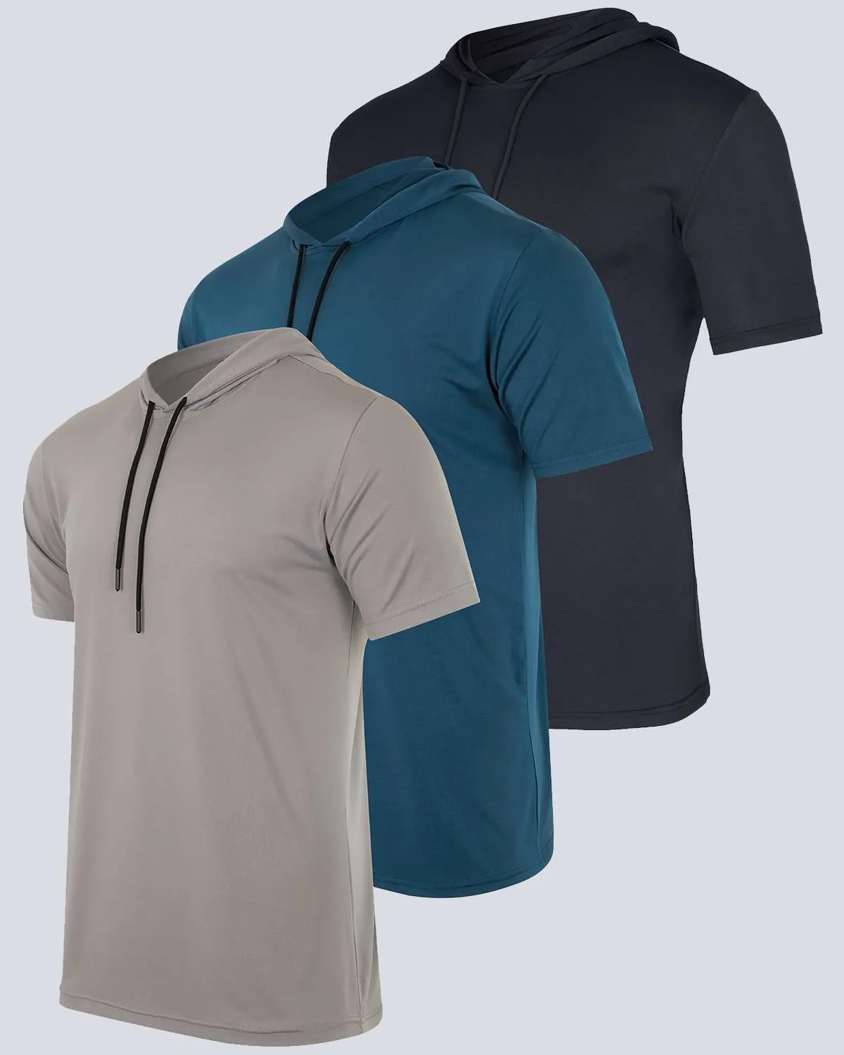 3 Pack: Mens Dry Fit Short Sleeve Active Hoodie Pullover (Available In Big & Tall)