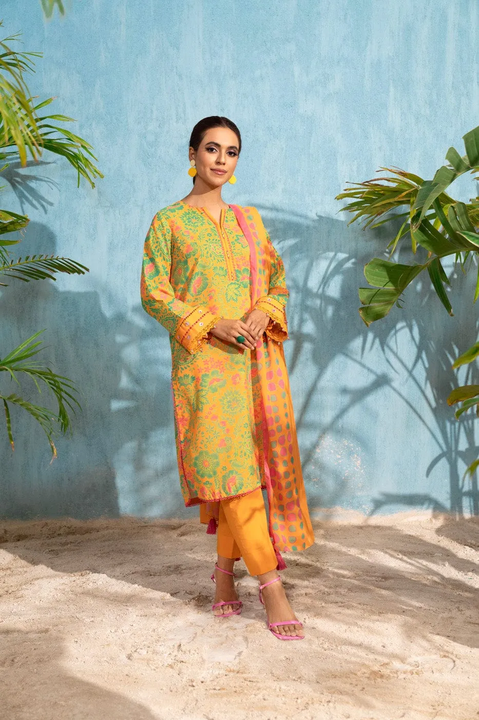 3 Pc Printed Poly Viscose Suit With Poly Viscose Dupatta