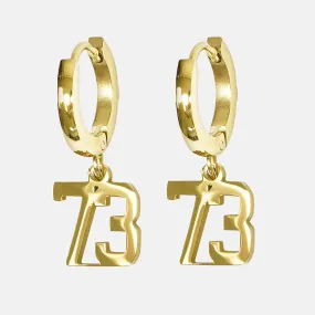 73 Number Earring - Gold Plated Stainless Steel