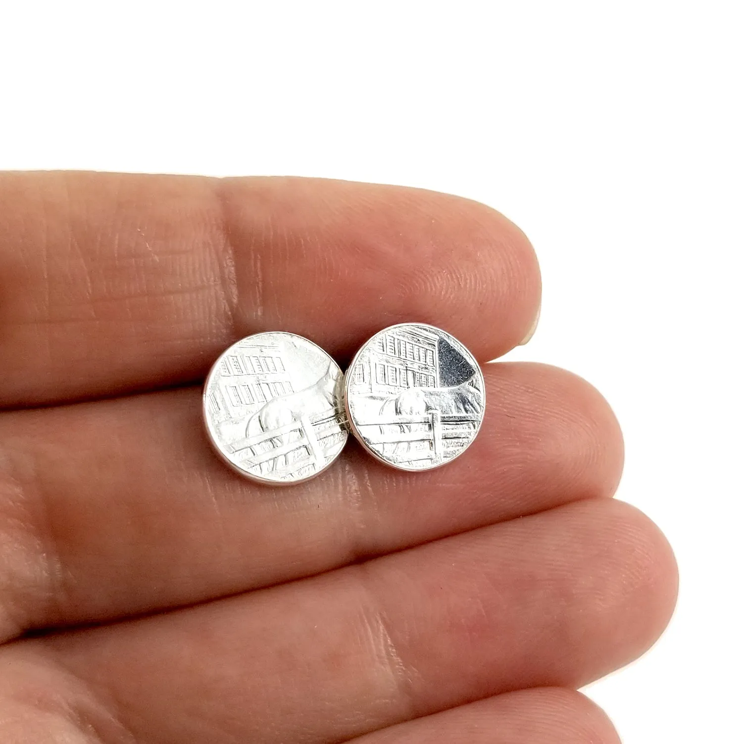 90% Silver State Quarter Punch Out Stud Earrings