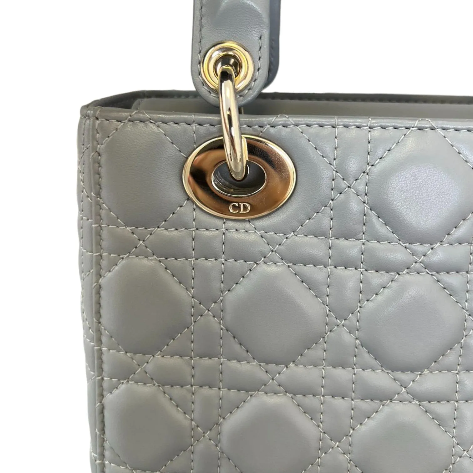 ABC  Lady Dior Small Lambskin Leather Grey GHW