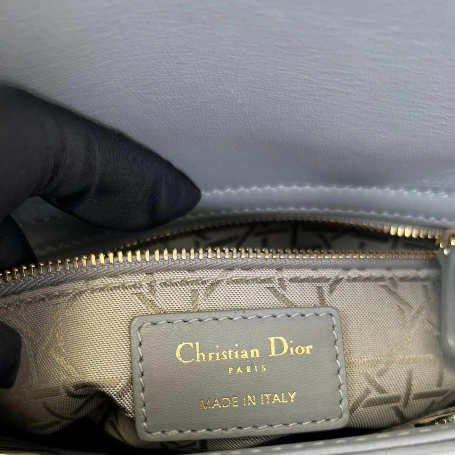 ABC  Lady Dior Small Lambskin Leather Grey GHW