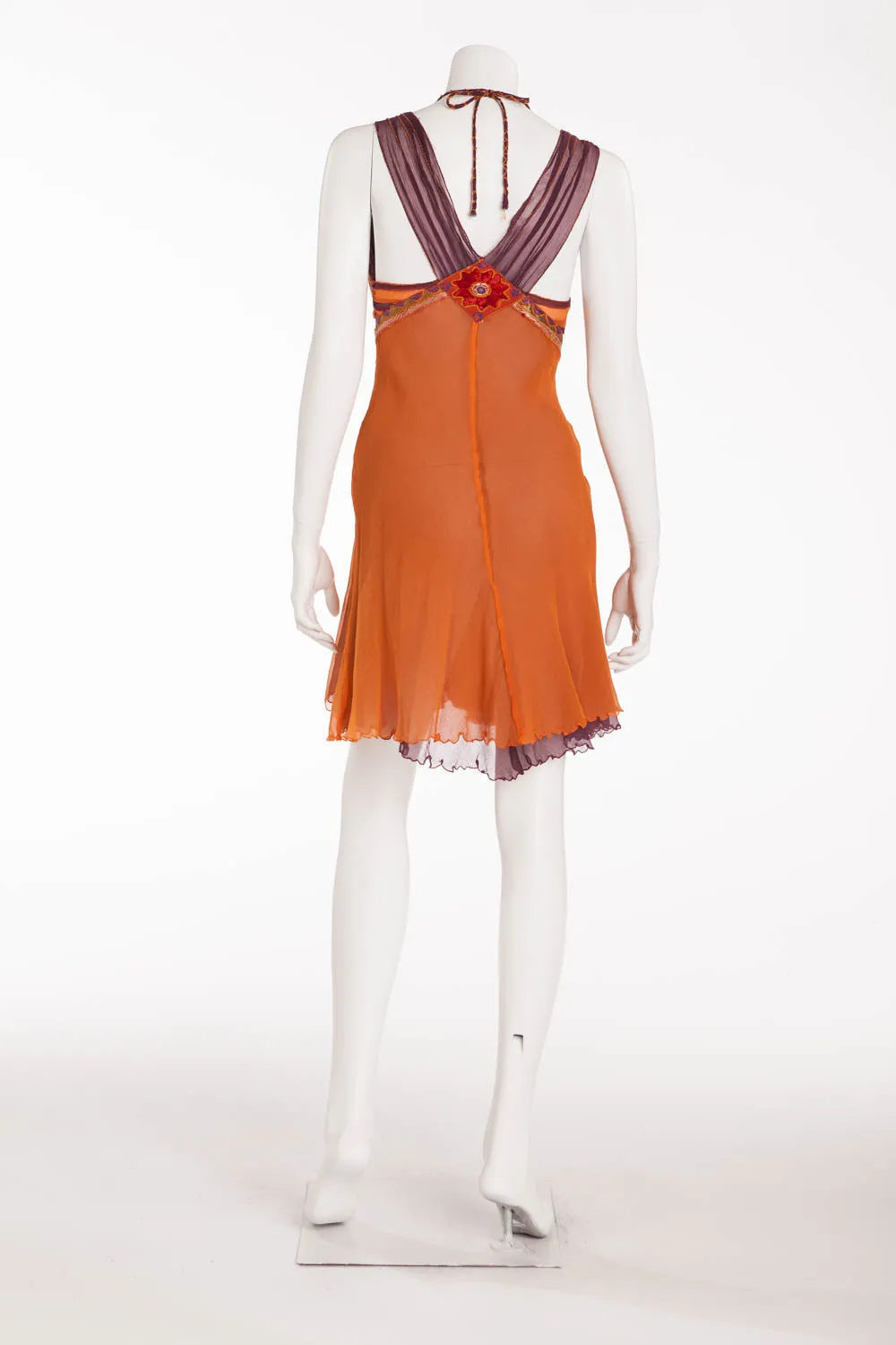 Alberta Ferretti - Orange Chiffon Sleeveless Dress - IT 40