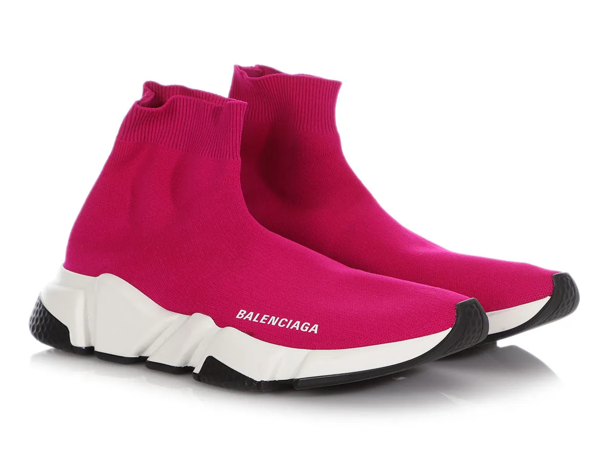 Balenciaga Pink Knit Sock Speed Sneakers