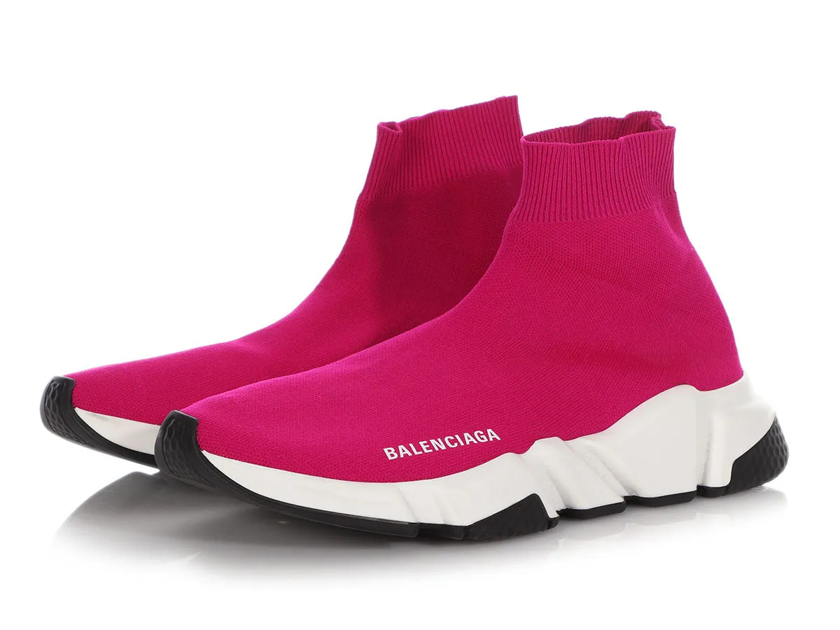 Balenciaga Pink Knit Sock Speed Sneakers