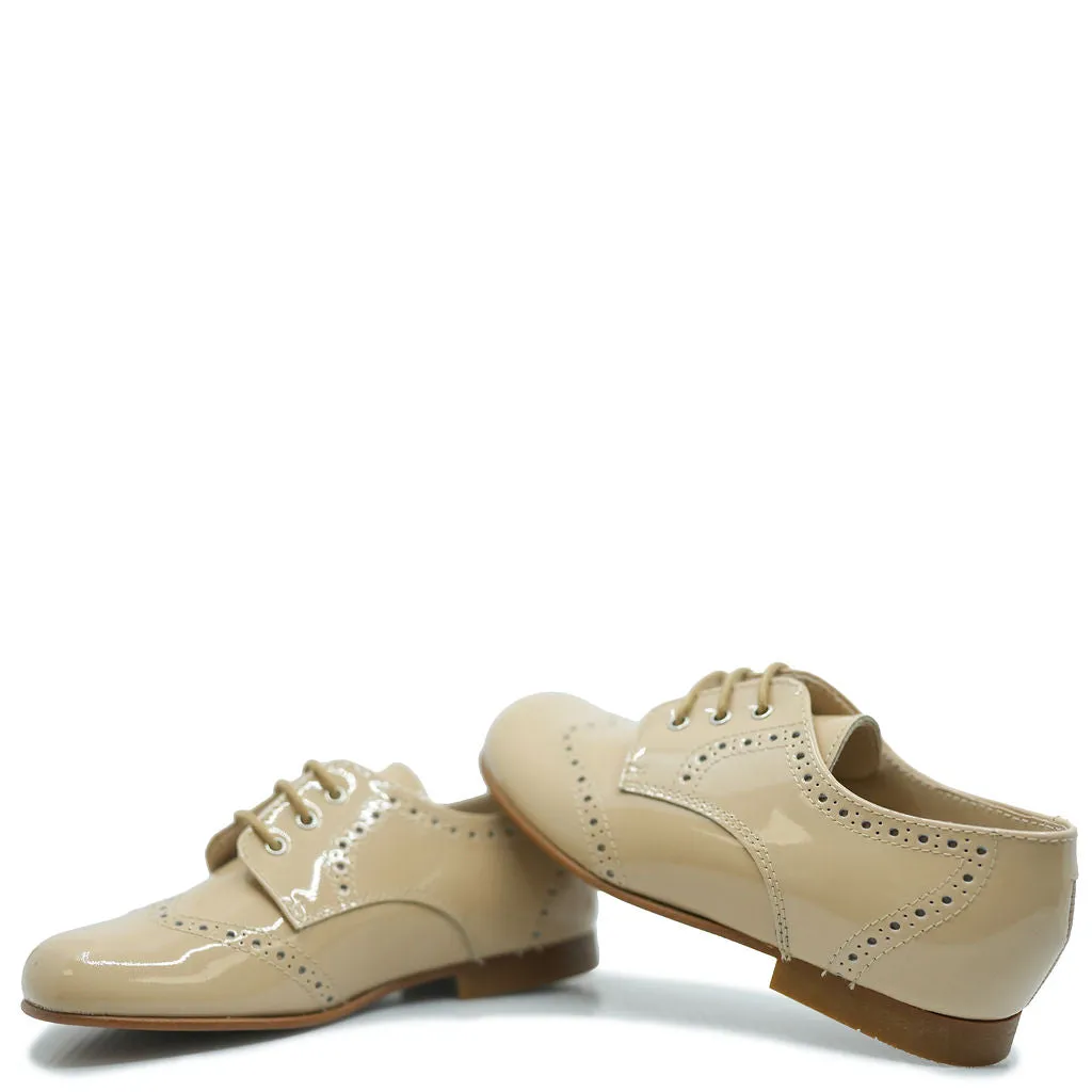 Beberlis Beige Patent Wingtip Oxford