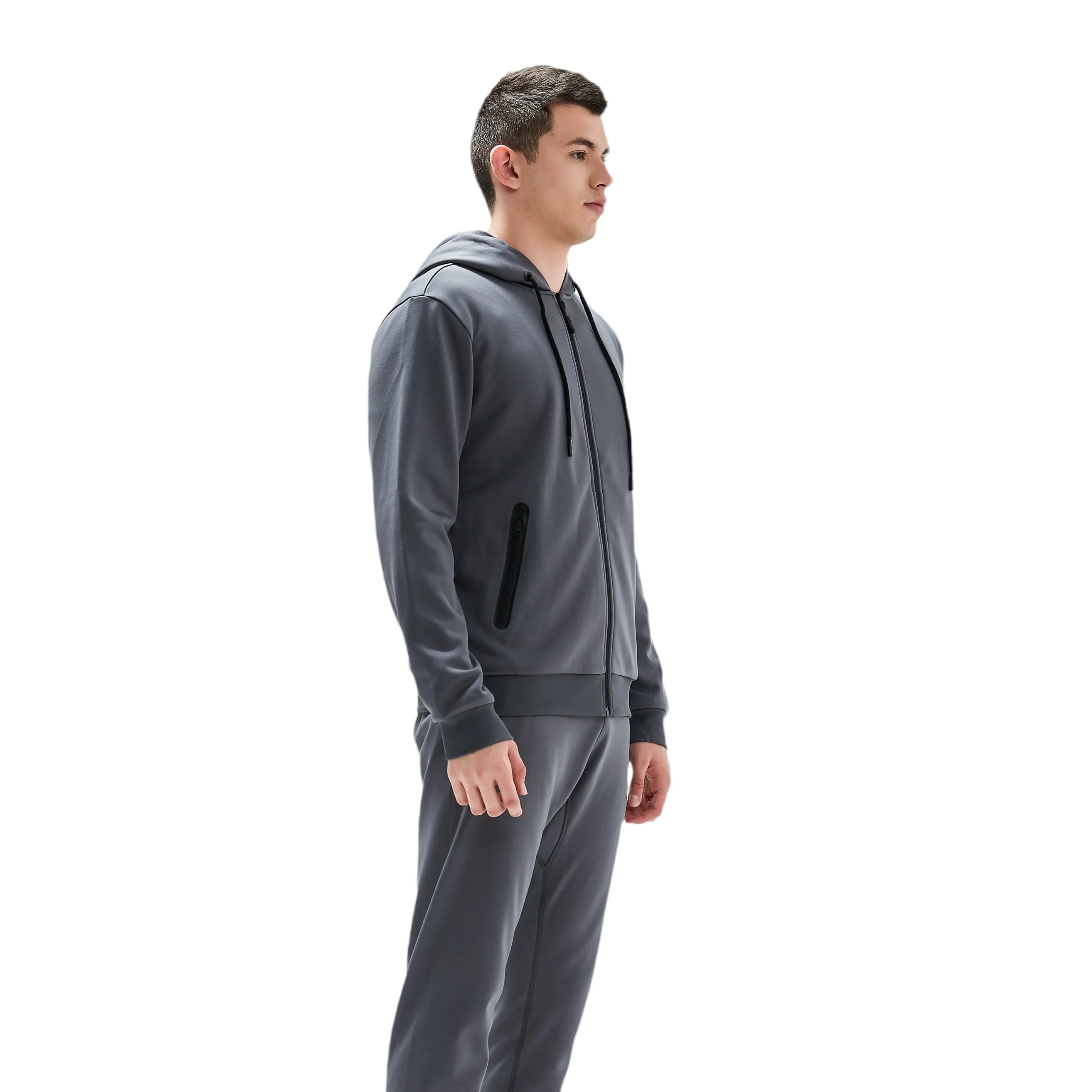 Beekman Zip Up Performance Hoodie - Smoke Grey