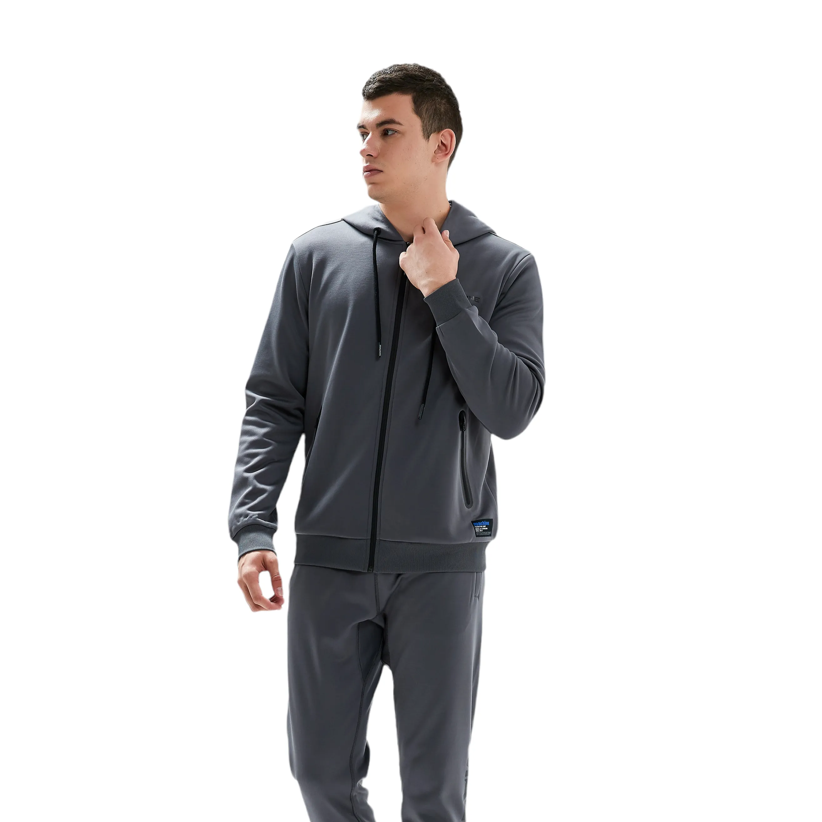 Beekman Zip Up Performance Hoodie - Smoke Grey