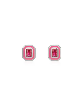 Bezel Studs - Hot Pink - Silver | Plated Silver