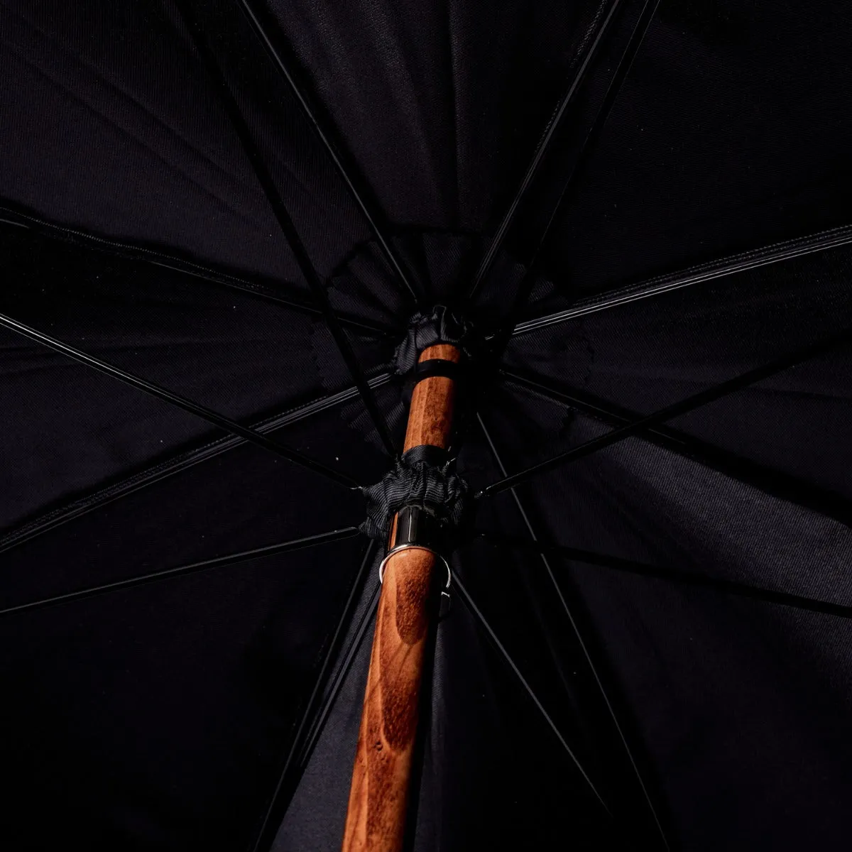 Black Canopy Umbrella with Malacca Handle