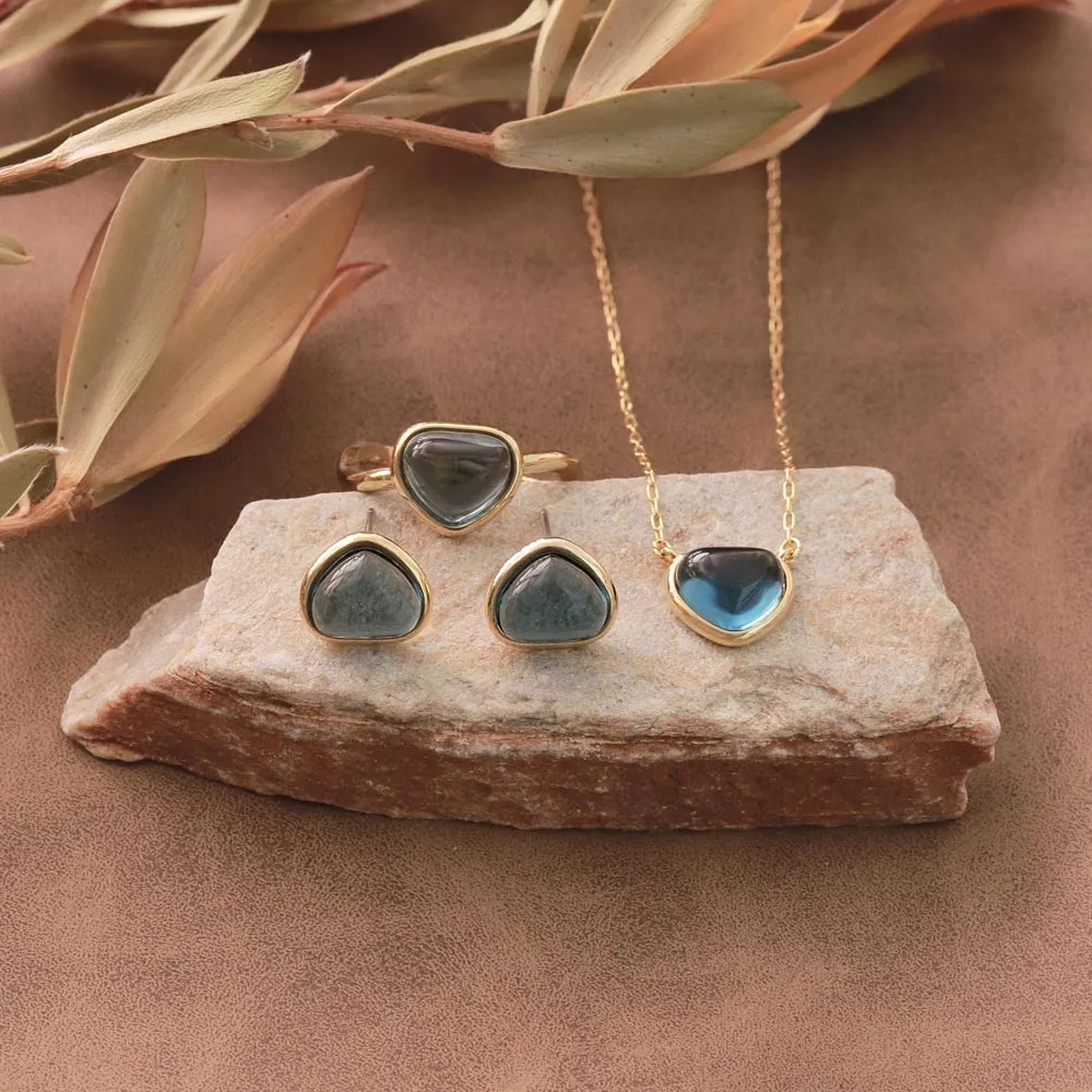 Blue Triangle Glass Jewel Studs