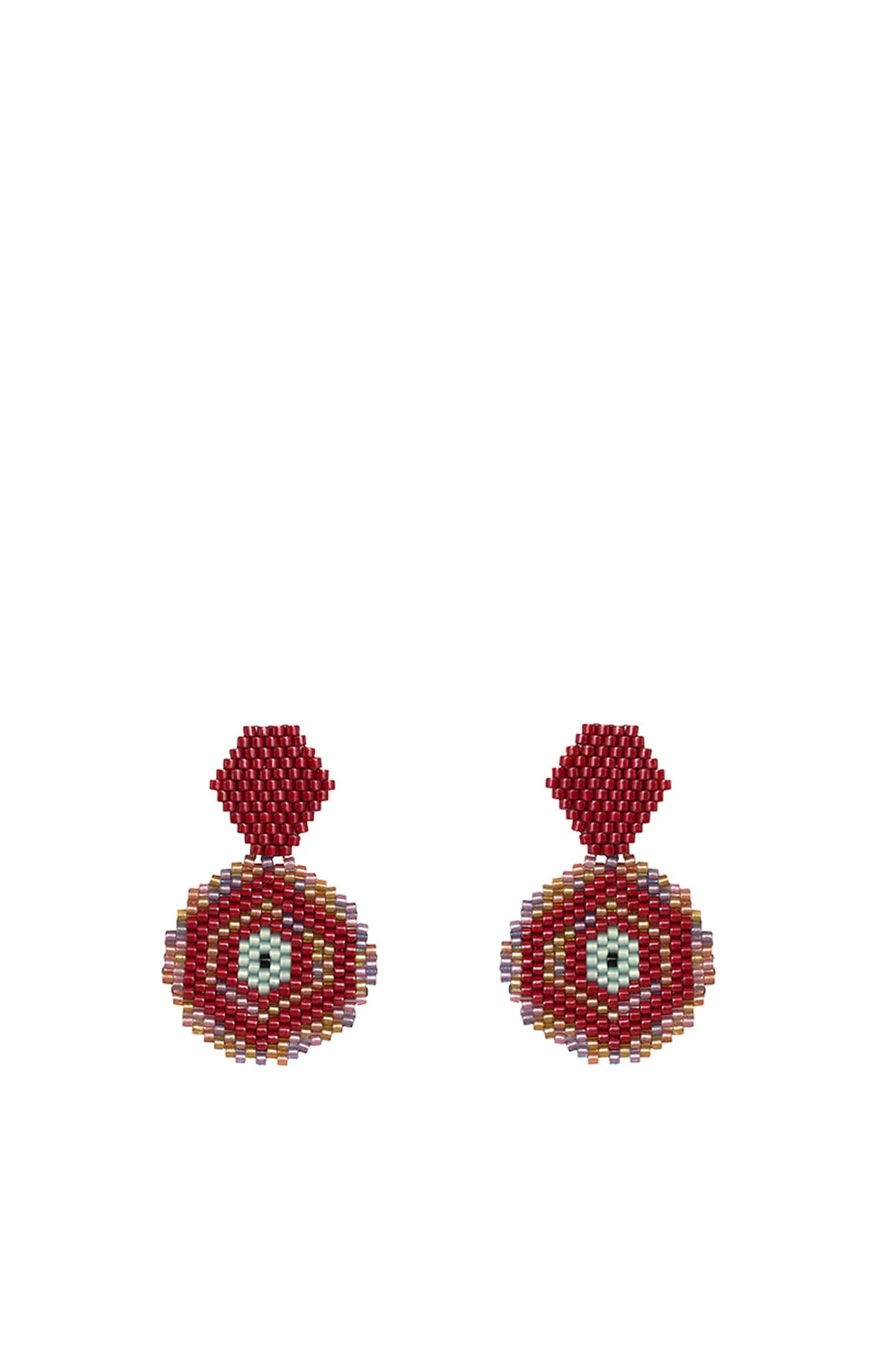 Burgundy Little Eye Glass Beaded Earrings