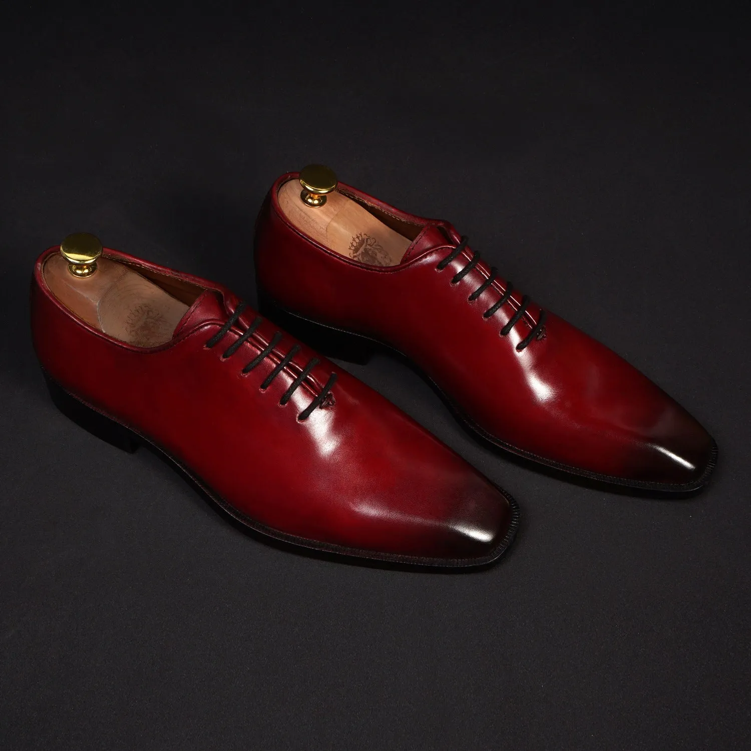 Burnished Wine Oxford Lace-Up Formal Shoes