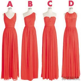 Cheap Simple Mismatched Styles Classic Formal Chiffon Floor-Length A Line Long Bridesmaid Dresses, WG182