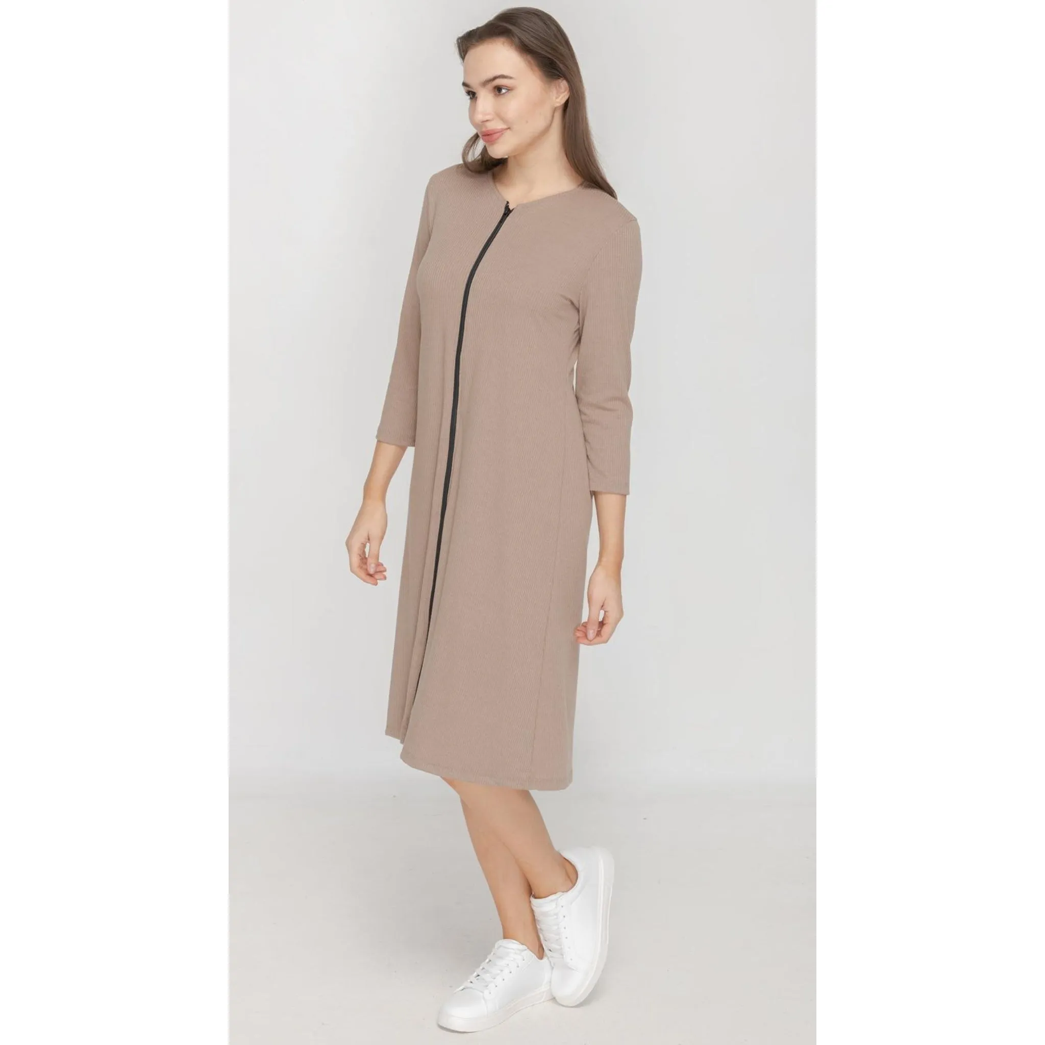 Coffee Zip Dress by KMW