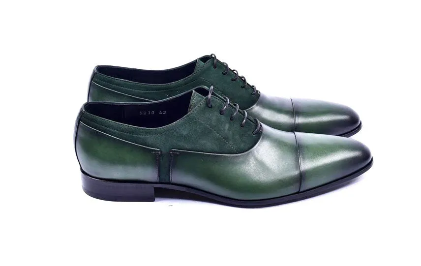 Corrente Calfskin & Suede Lace-Up Oxford Green