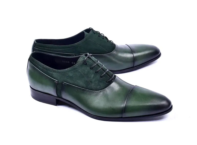 Corrente Calfskin & Suede Lace-Up Oxford Green