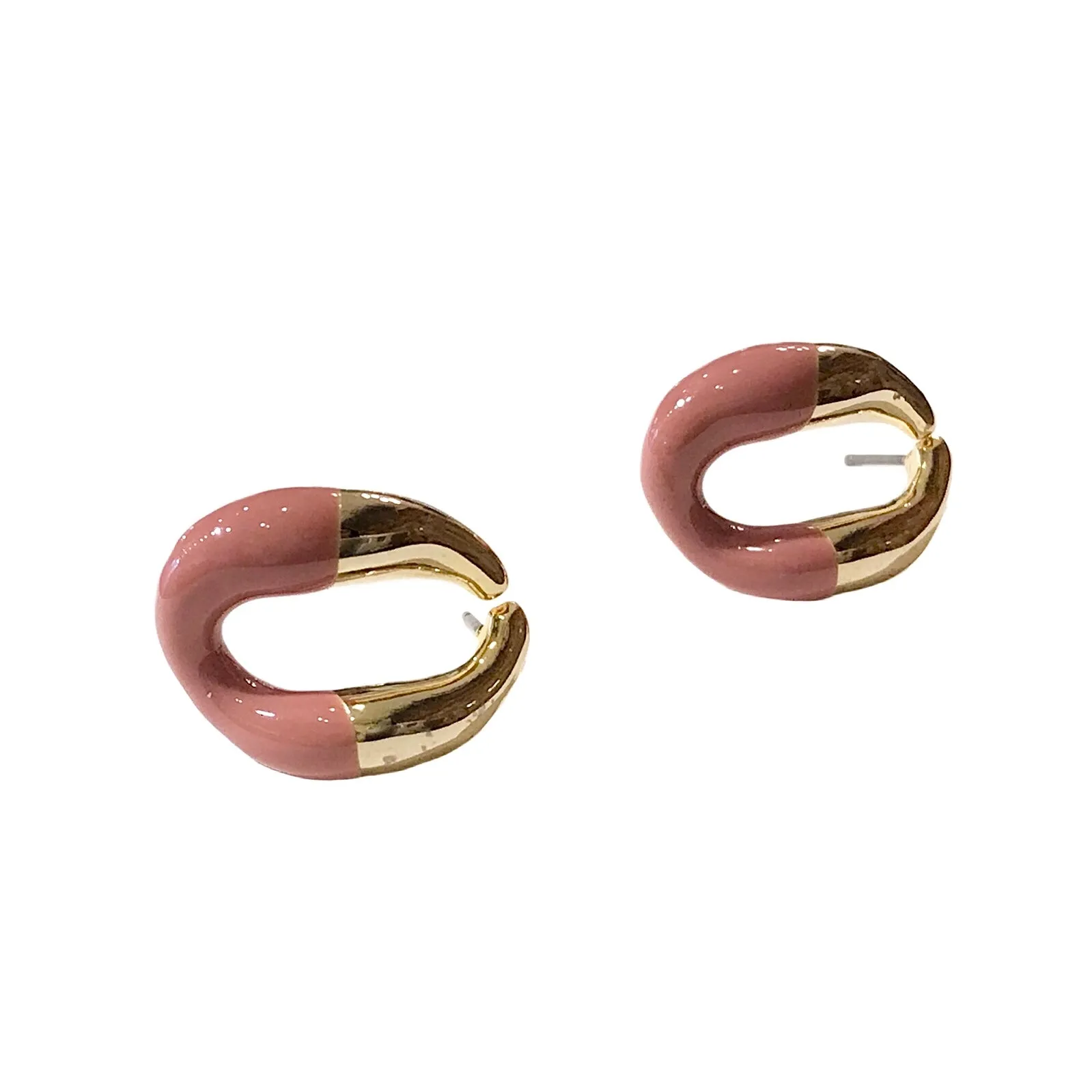 Curvy Oval Color Block Earrings