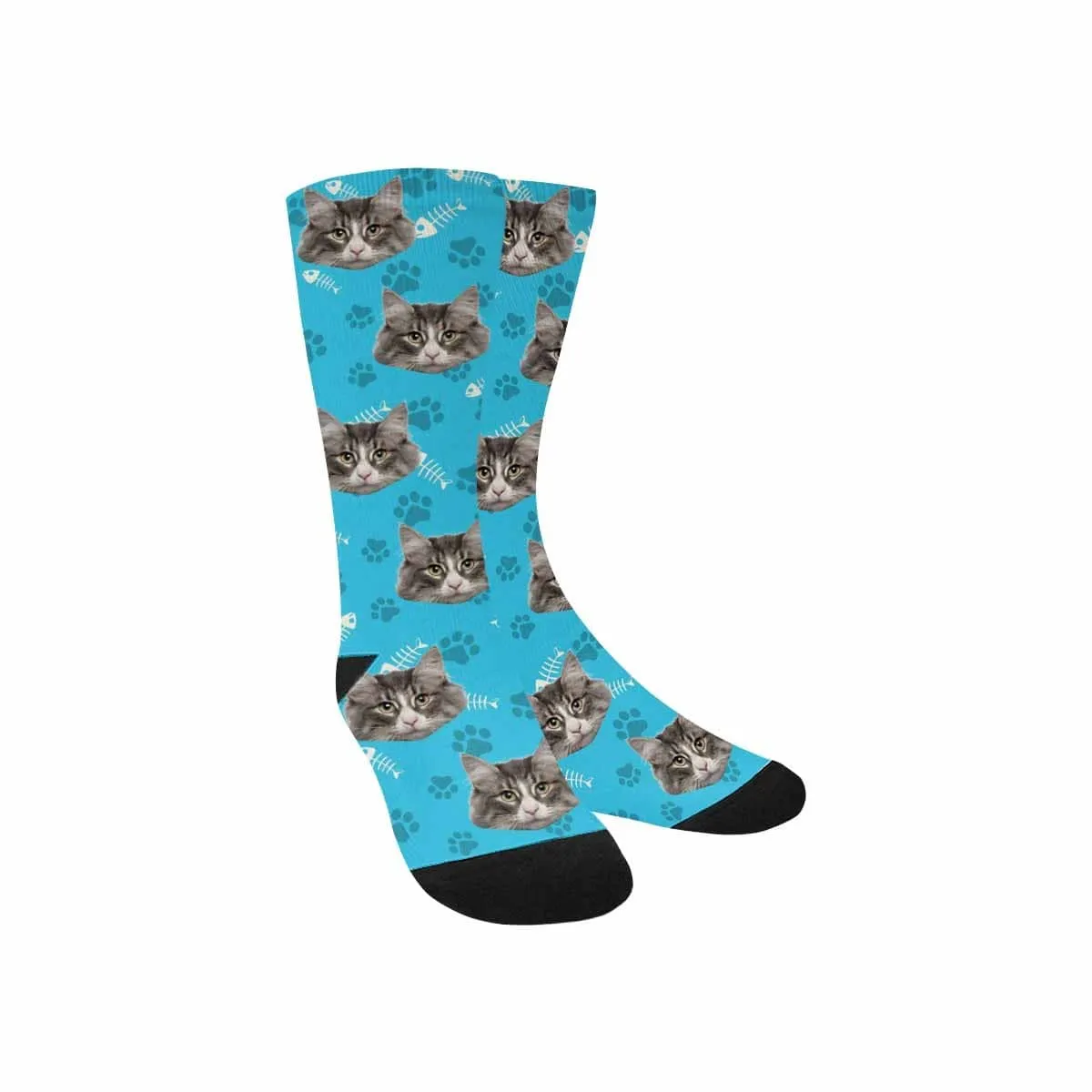 Custom Cat Face Socks Funny Printed Photo Pet Socks Personalized Picture Footprint Kid's Socks