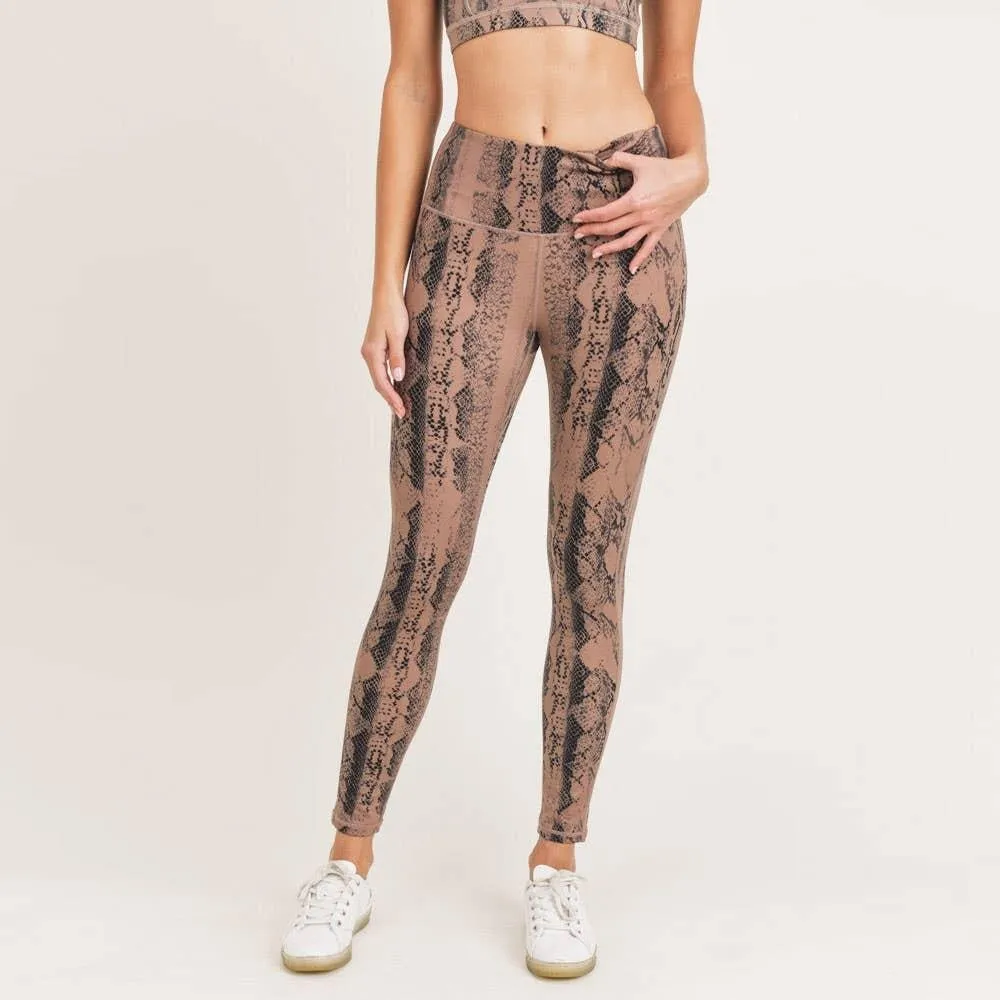 Dark Serpentine Snake Print High Waist Workout Set