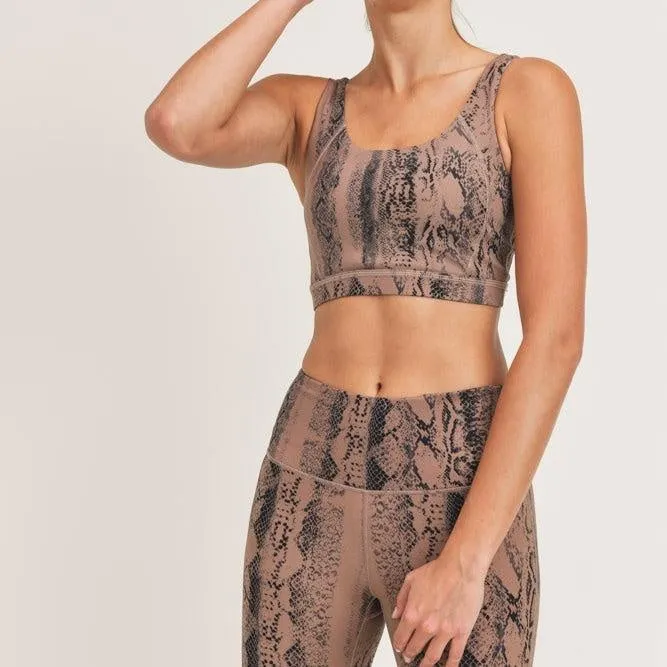 Dark Serpentine Snake Print High Waist Workout Set