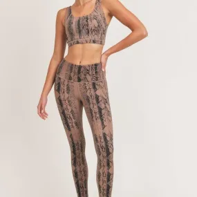 Dark Serpentine Snake Print High Waist Workout Set