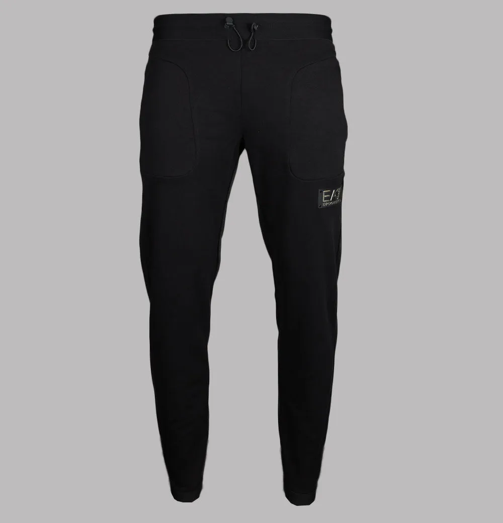 EA7 Gold Badge Logo Joggers Black