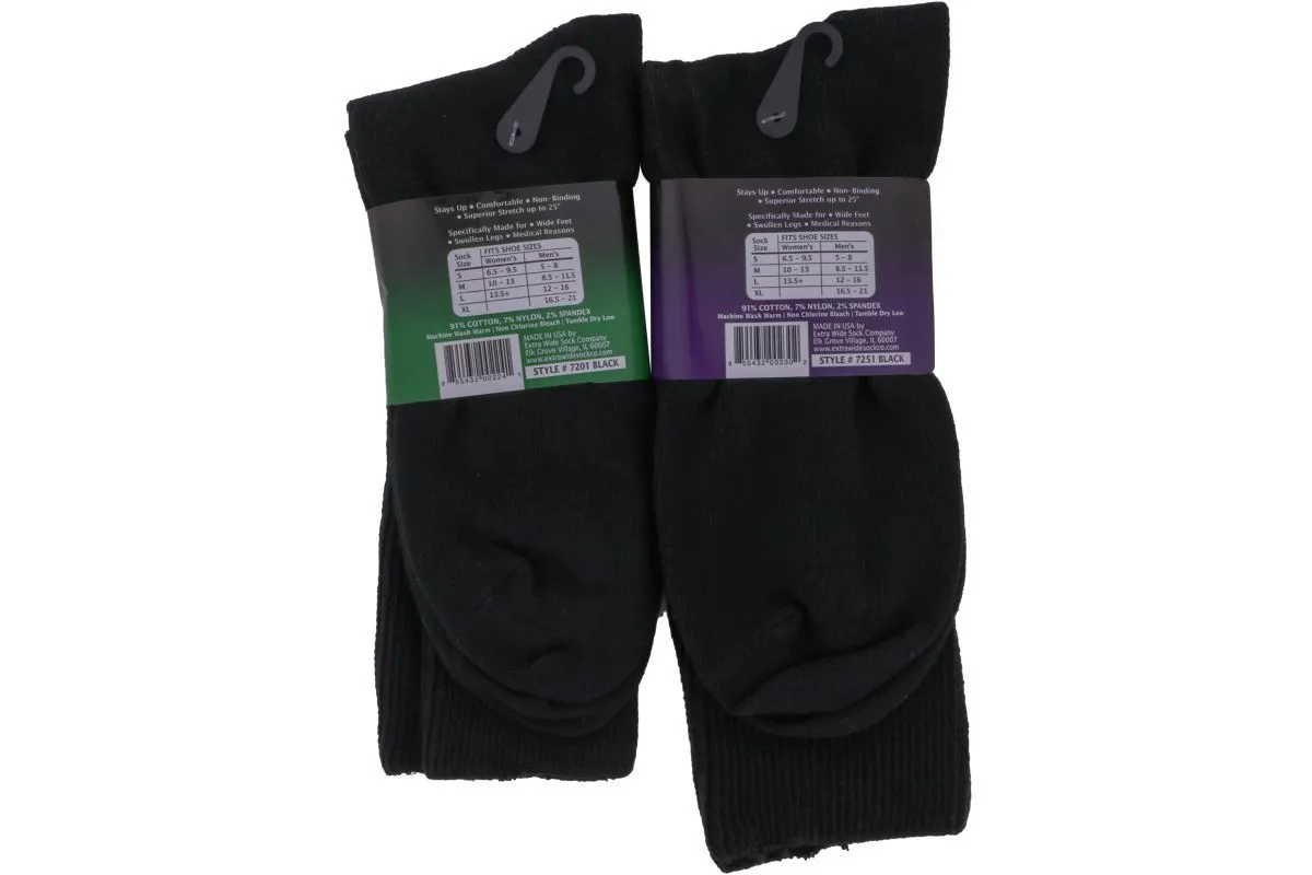 Extra Wide Socks Crew Black