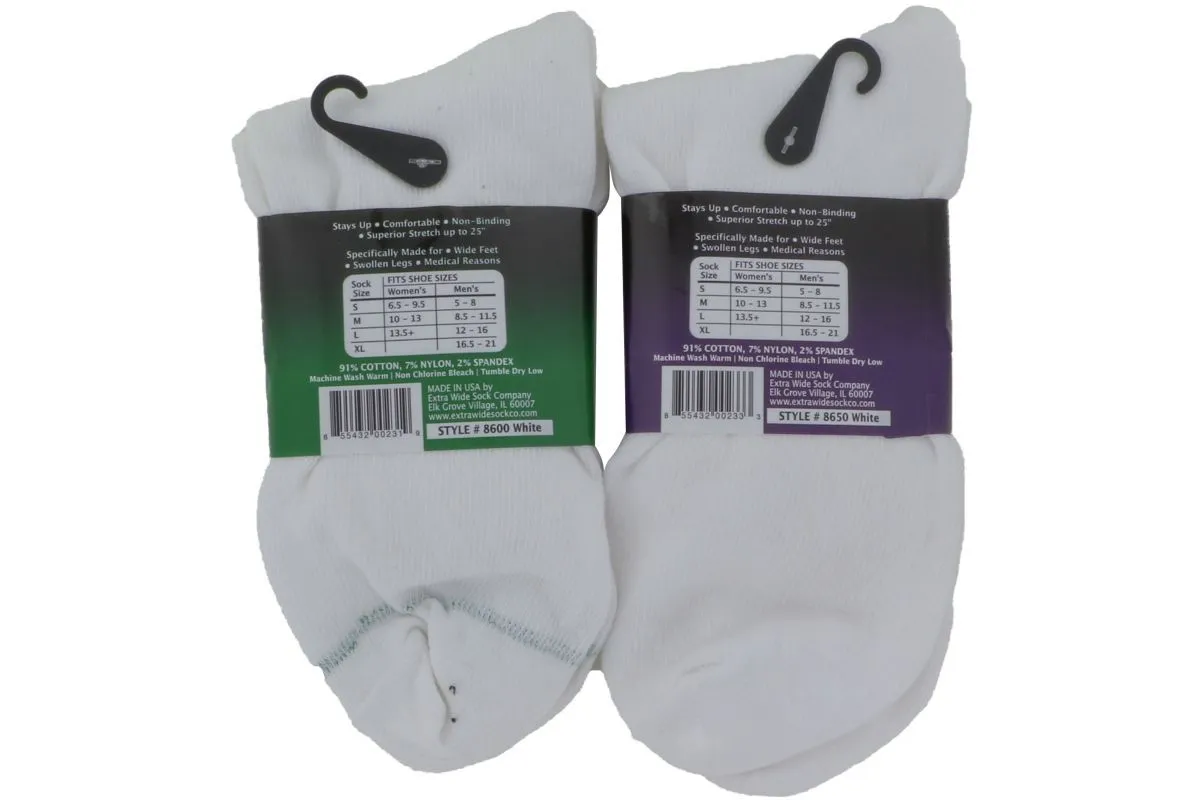 Extra Wide Socks Quarter White