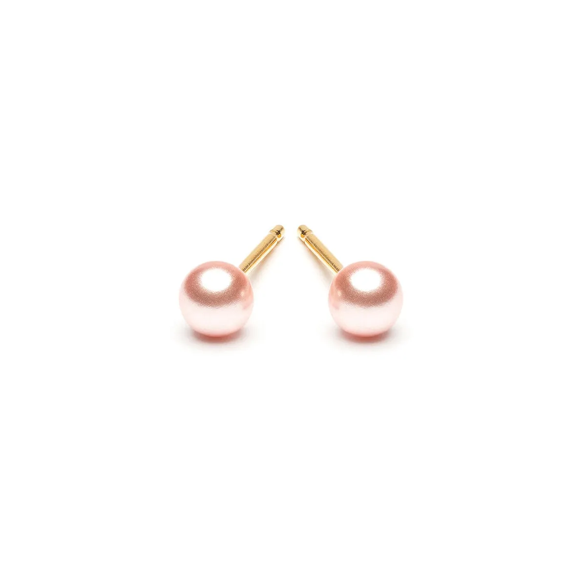 Gold Plated 4 mm Pink Pearl Stud Earrings