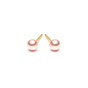 Gold Plated 4 mm Pink Pearl Stud Earrings