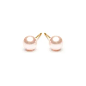 Gold Plated 5 mm Pink Pearl Stud Earrings