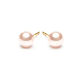 Gold Plated 6 mm Pink Pearl Stud Earrings