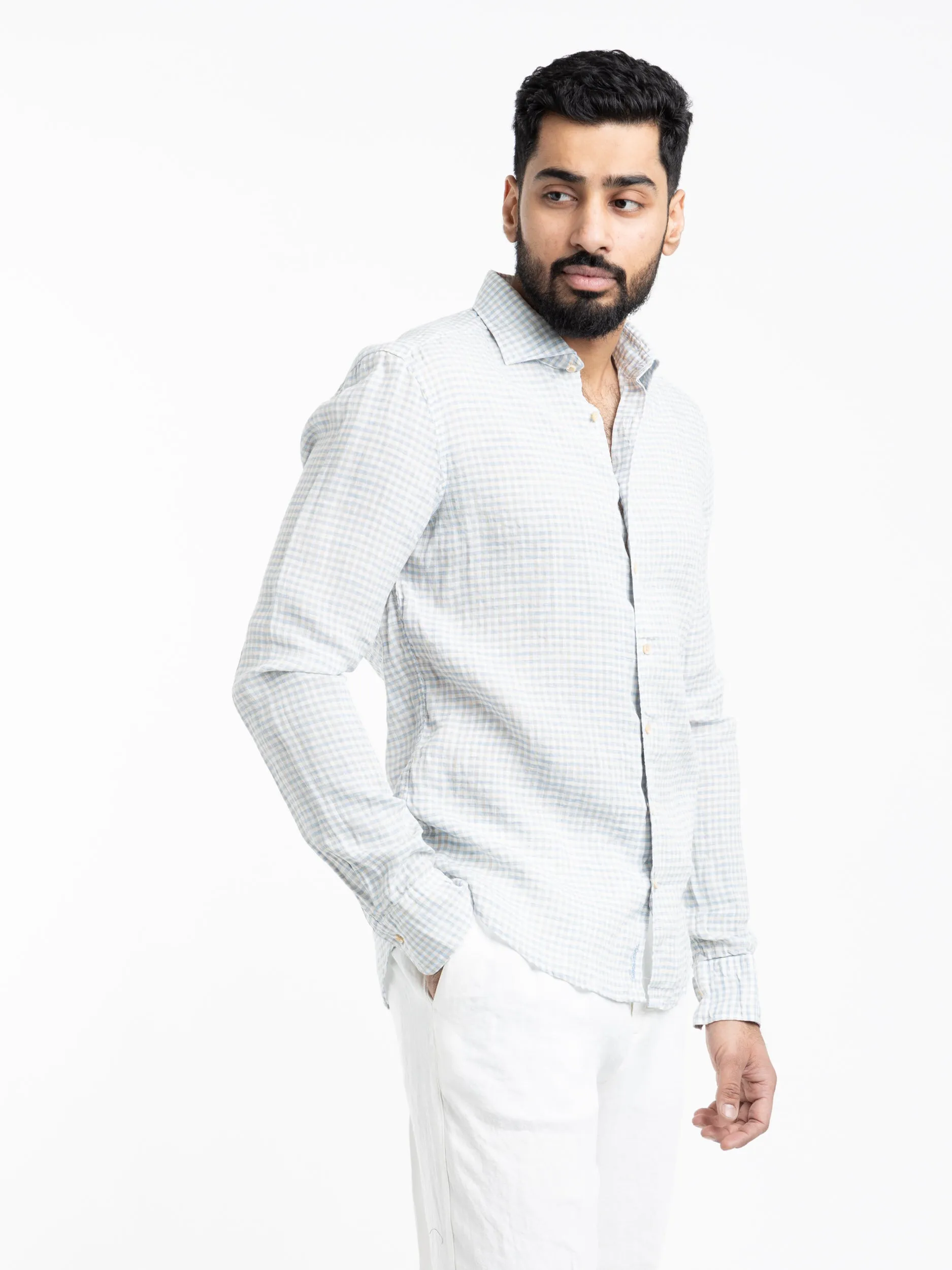 Green Checked Linen Shirt