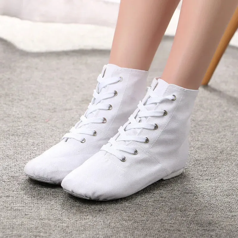 High-top Adult Children's Ballet Shoes Canvas Jazz Boots Soft-soled Dance Exercise Women's Modern Dance