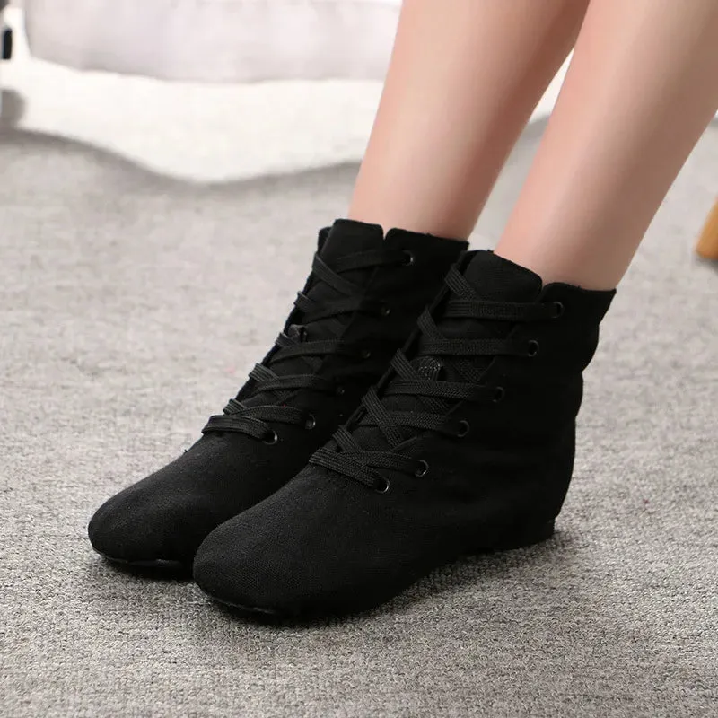 High-top Adult Children's Ballet Shoes Canvas Jazz Boots Soft-soled Dance Exercise Women's Modern Dance