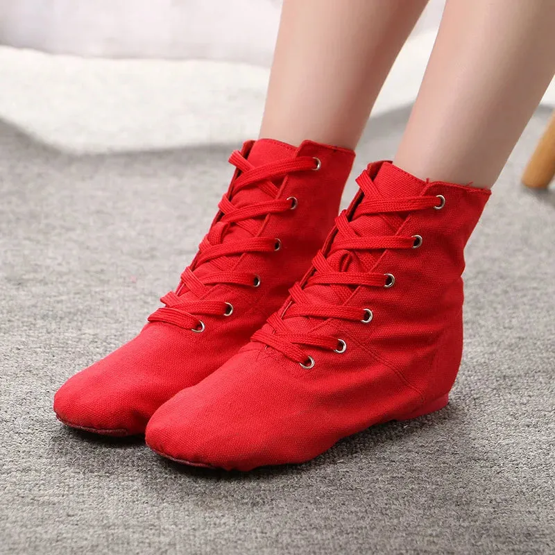 High-top Adult Children's Ballet Shoes Canvas Jazz Boots Soft-soled Dance Exercise Women's Modern Dance