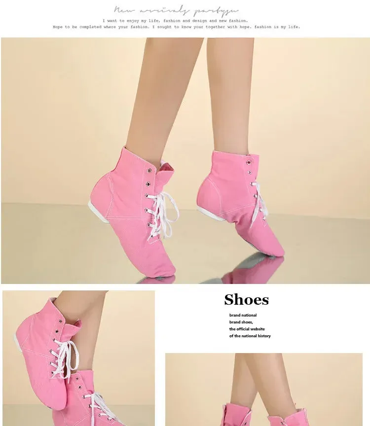 High-top Adult Children's Ballet Shoes Canvas Jazz Boots Soft-soled Dance Exercise Women's Modern Dance