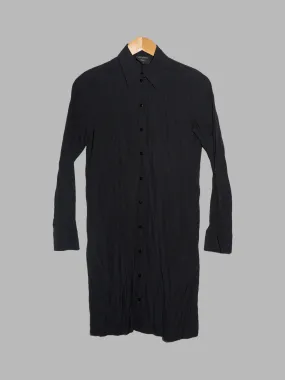 Jean Paul Gaultier Femme 1990s wrinkled black wool blend shirt dress - size 40