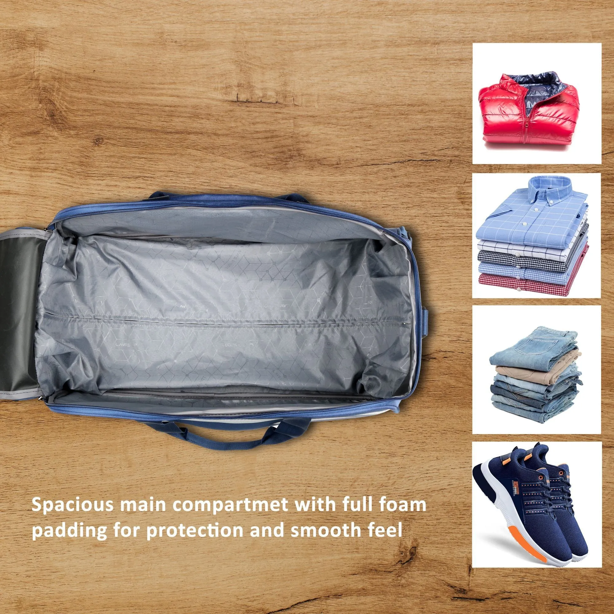 Lavie Sport Lino M Large Size 63 Cms Wheel Duffle Bag | 2 Wheel Duffle Bag Navy