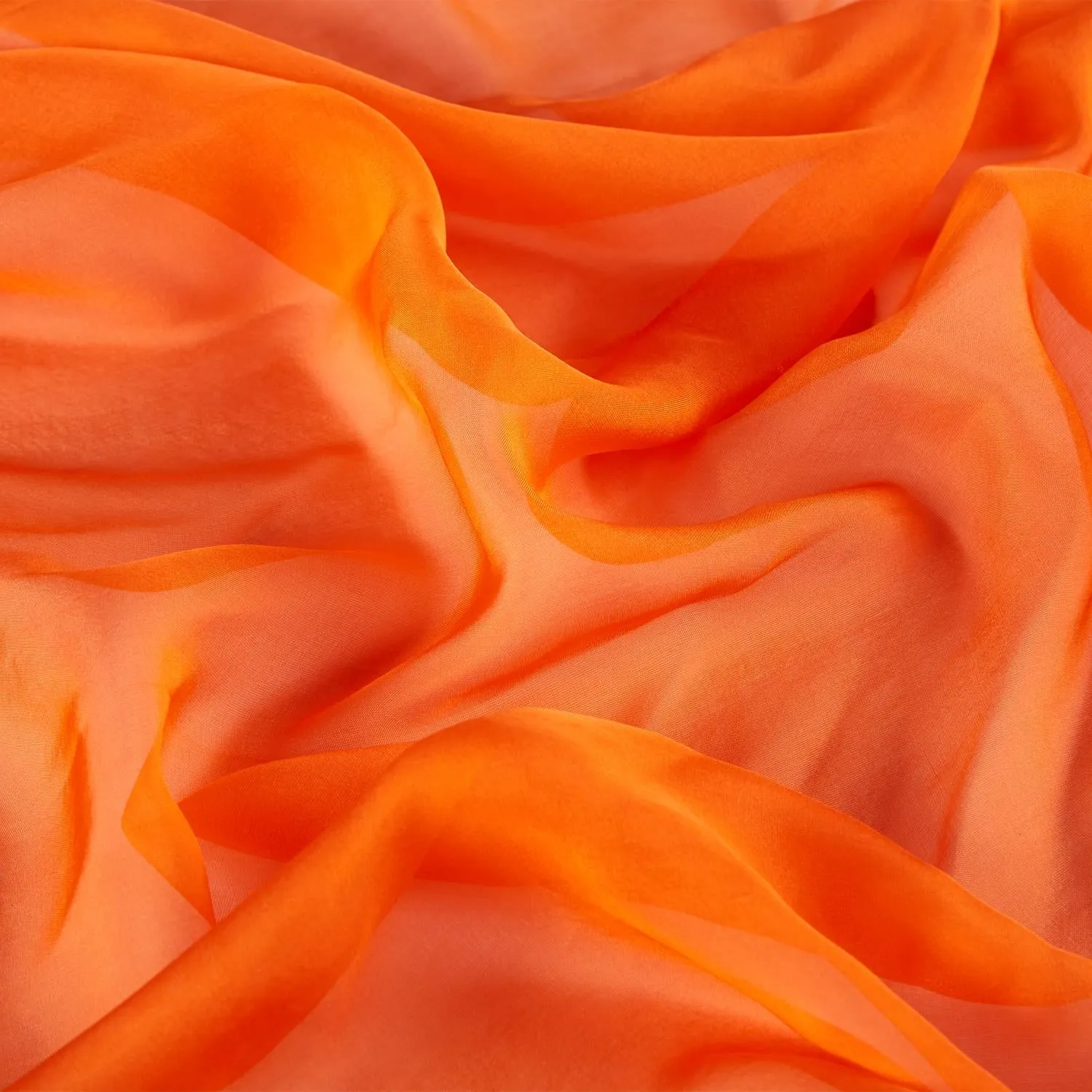 Long Silk Chiffon Scarf Solid Orange Color SQL205