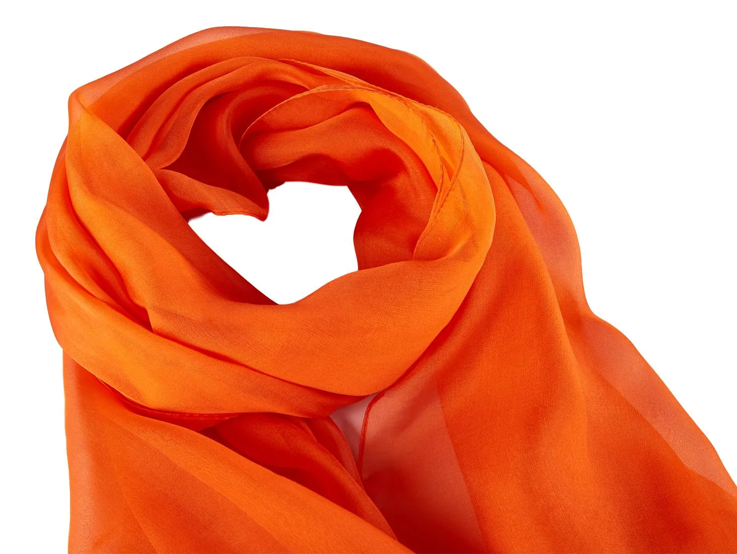 Long Silk Chiffon Scarf Solid Orange Color SQL205