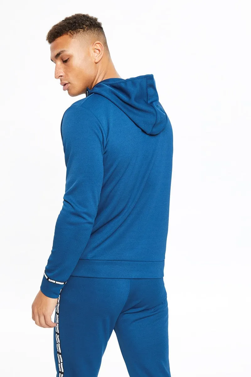 Maize Pique Repeat Binding Full Zip Hoodie - Sailor Blue