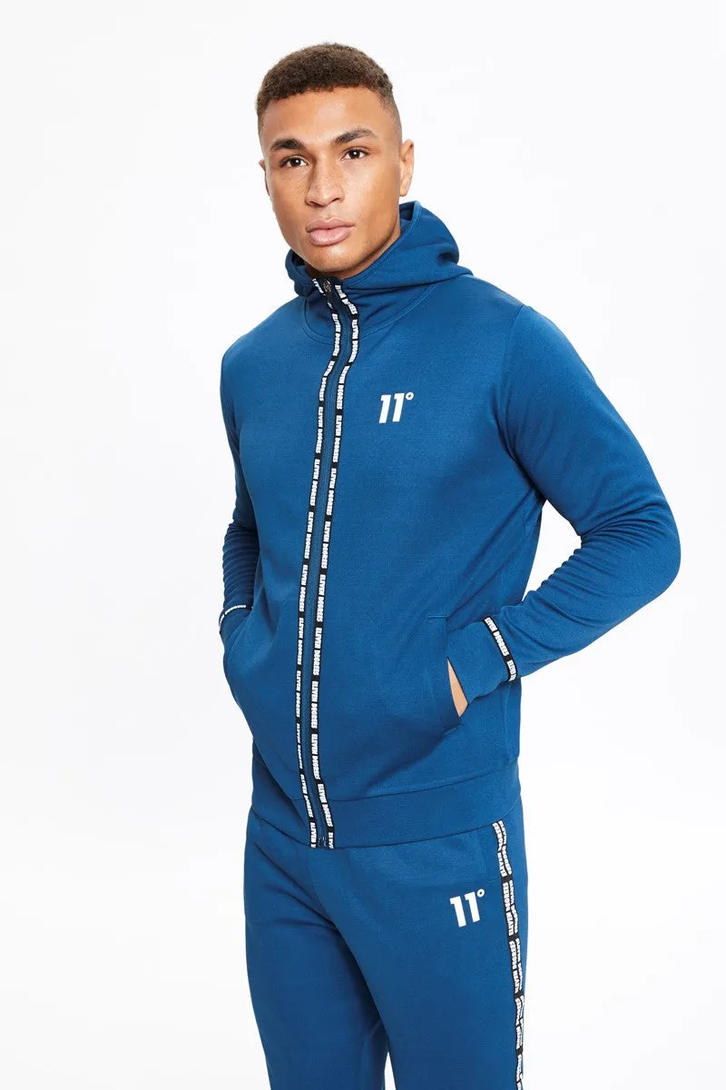 Maize Pique Repeat Binding Full Zip Hoodie - Sailor Blue