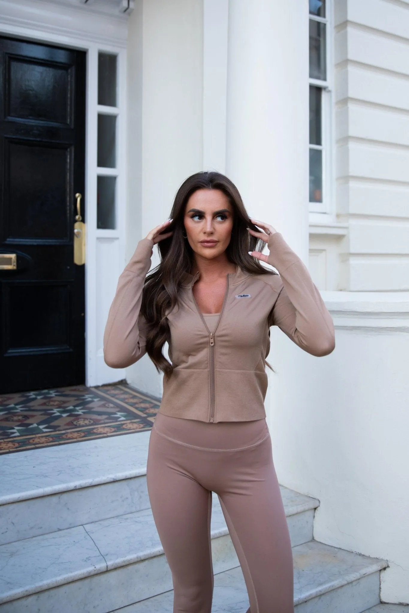 Mia Sullys Beige Ribbed Zip Jacket